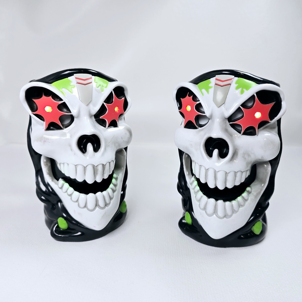 Monster Jam Grave Digger Truck 6" Plastic Light Up 2 Cups Mug Reaper Skull WORKS